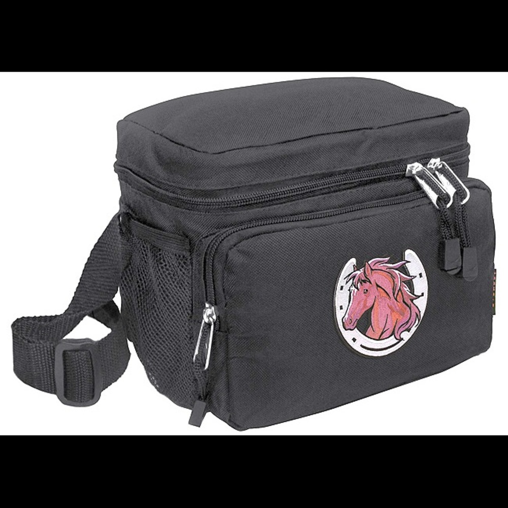 Black Lunchbox Lunch Box with Horse in Horseshoe